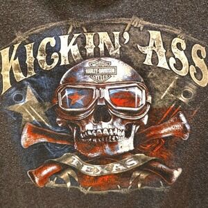 Harley Davidson Motorcycles Kickin Ass Texas Skull XL Barnett HD Houston T-Shirt
